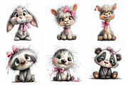 Animals with Pink Bow Clipart PNG, an Illustration by Daily.Designs (Thumbnail 7 of 7)