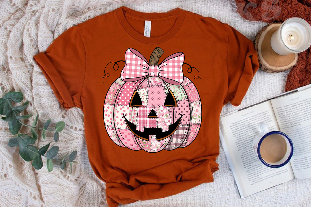 Pink Patchwork Jack O Lantern Pumpki, an Illustration by Libby Wishes (Photo 3 of 8)