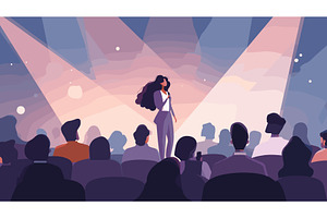 Woman speaker stage. Businesswoman, a Person Illustration by Stock-Smart-Start