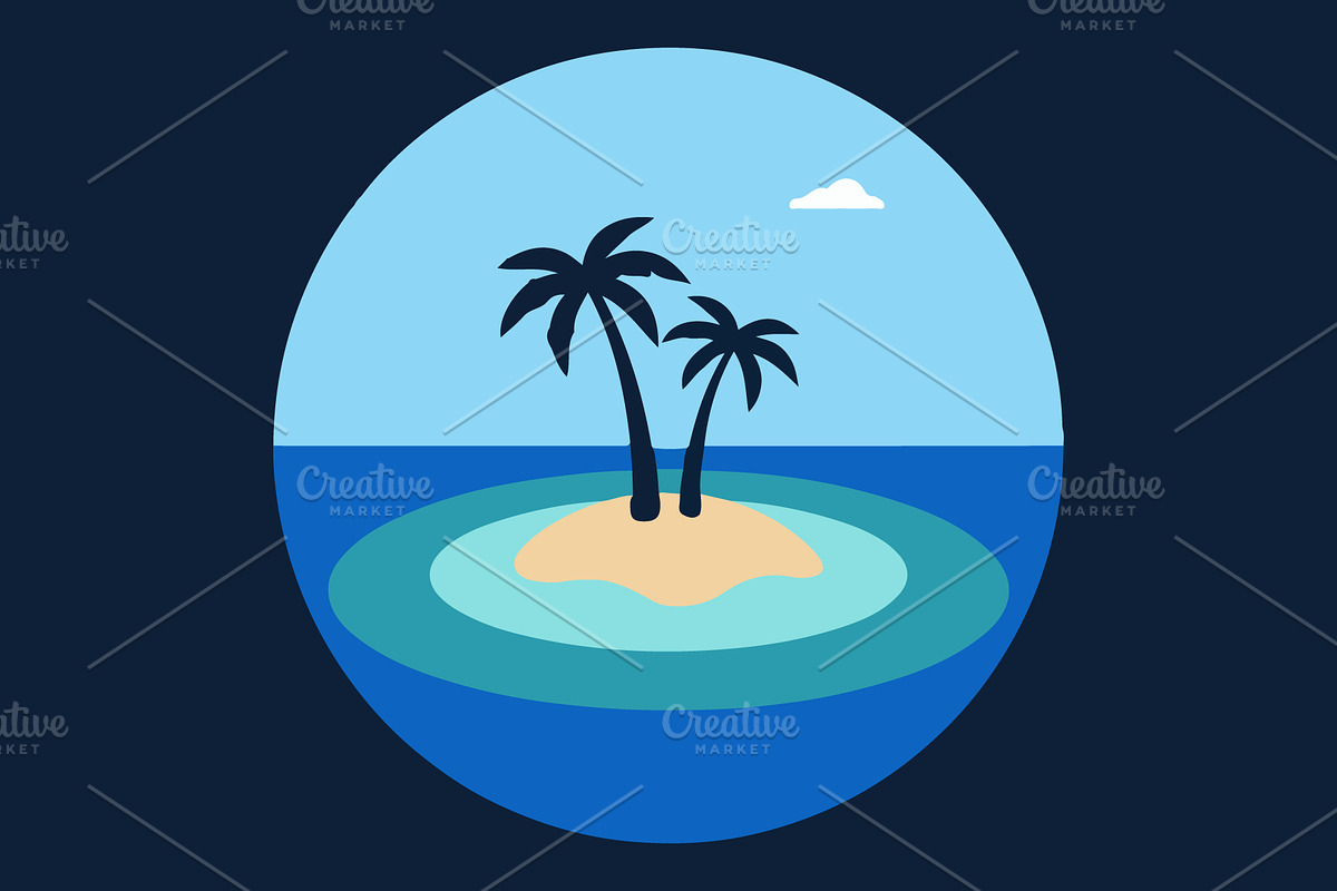 Minimalist island with tree vector, an Object Illustration by nandinigraphics (Photo 2 of 3)