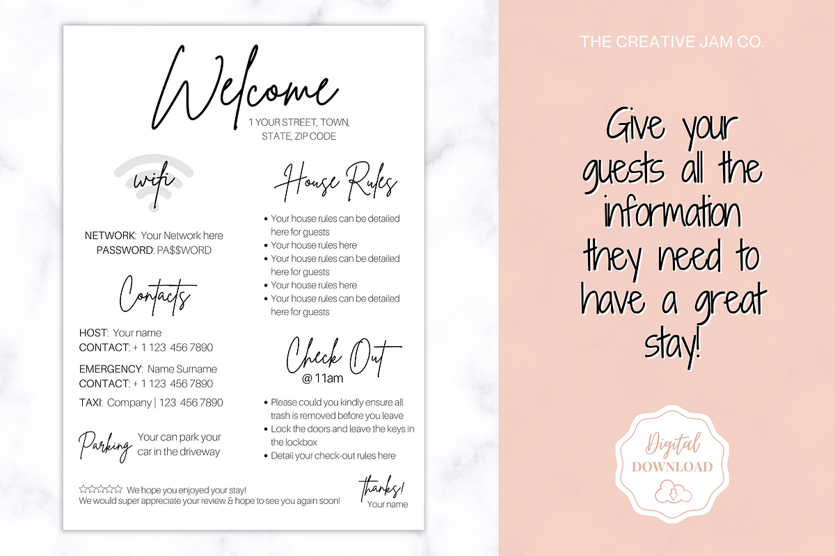 Airbnb Welcome Sign Poster Template, a Brochure Template by Templatables (Photo 6 of 11)