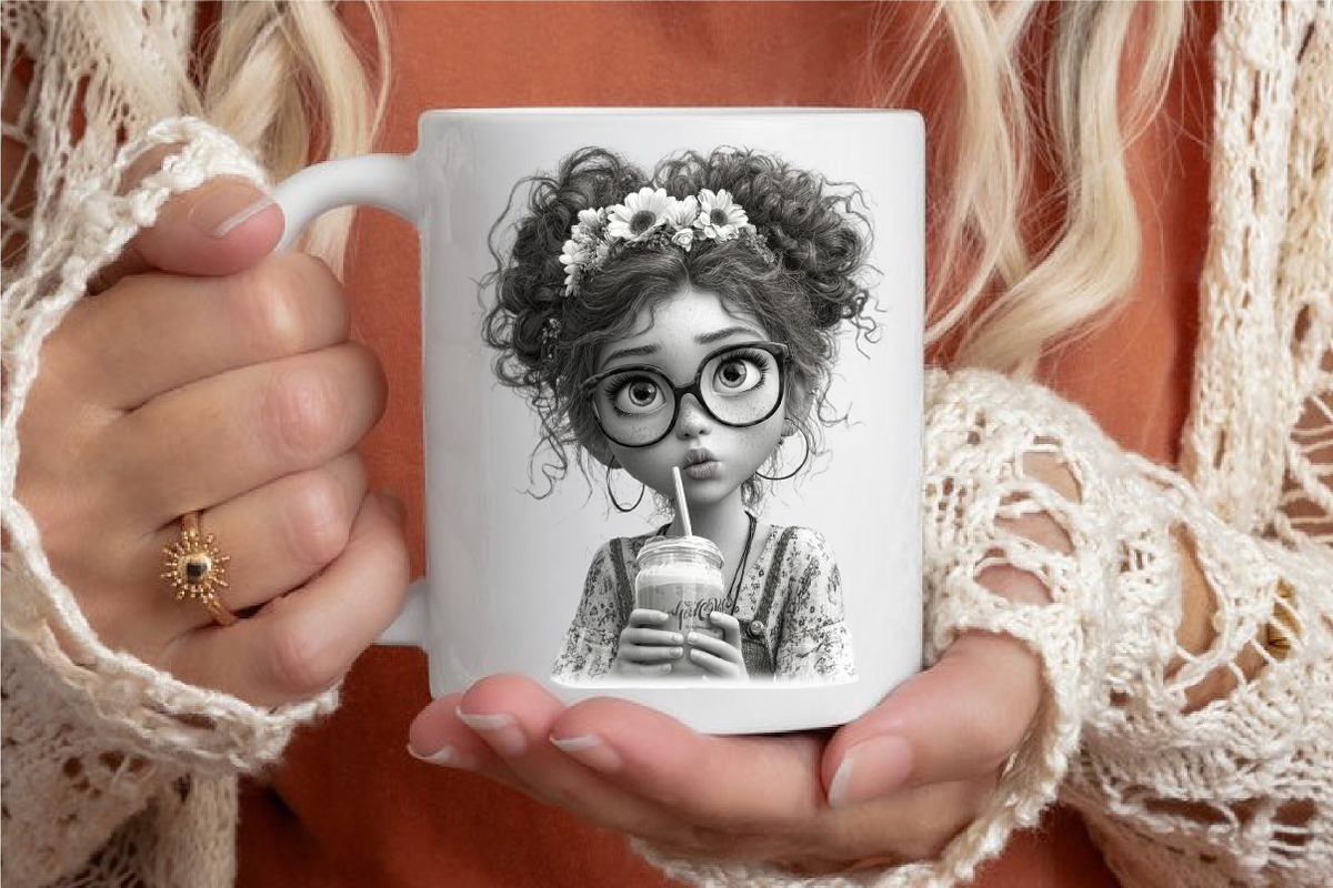 Whimsical Summer Coffee Girl Clipart, an Illustration by designcity5 (Photo 5 of 5)