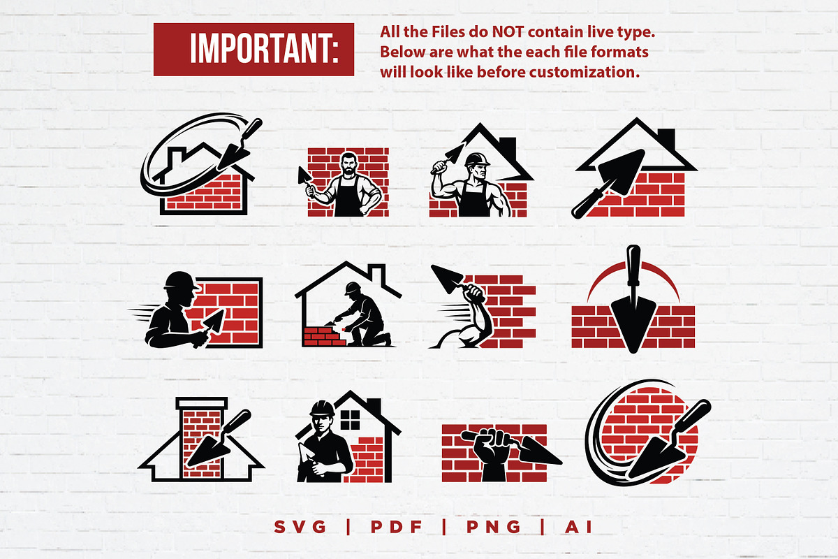 12 Bricklayer Masonry Logo Bundle, a Branding & Logo Template by Guavanaboy (Photo 2 of 3)