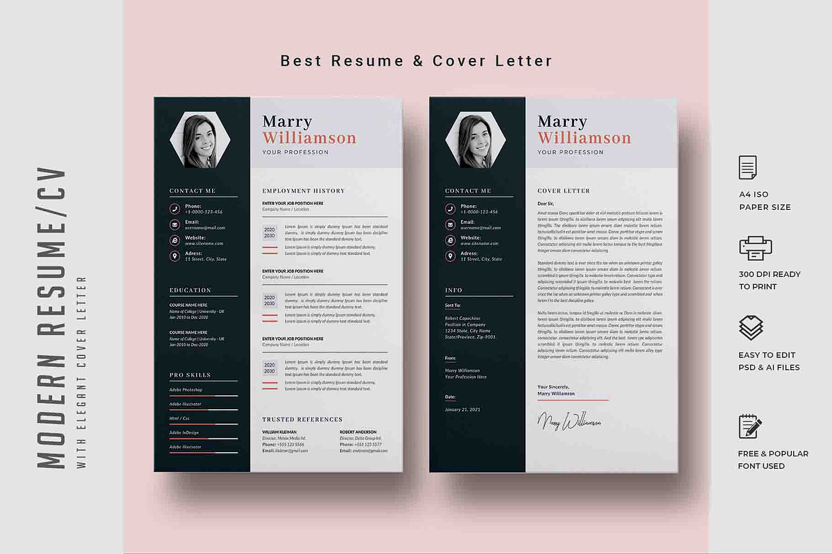 276. Modern Resume Template, a Stationery Template by CreativeRezwan