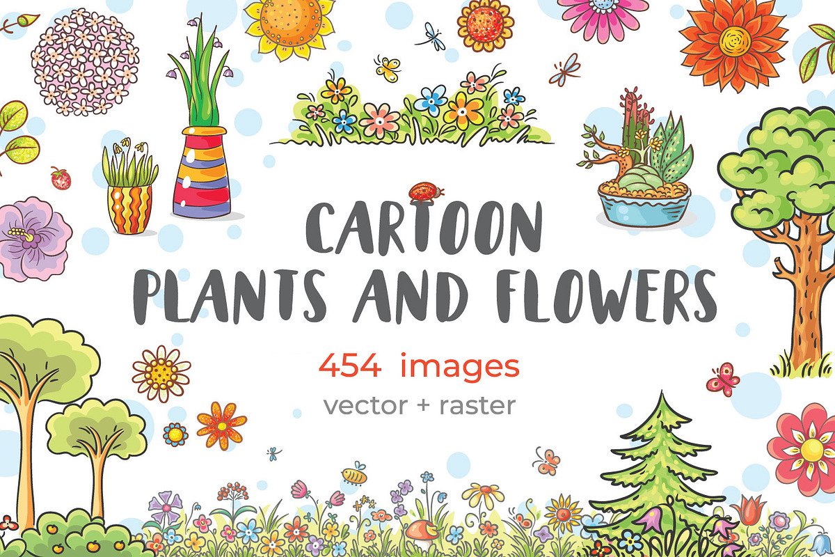 Cartoon plants and flowers set, an Illustration by Bubert Art (Photo 1 of 5)