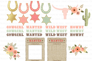 Cowgirl Peach Clipart Pattern