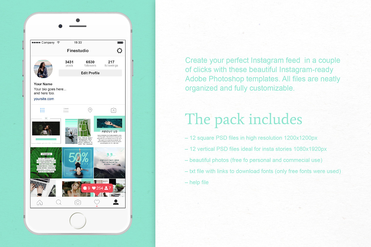 Mint | Instagram + stories templates, a Social Media Template by Nassiie (Photo 2 of 6)