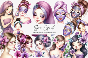 Watercolor Spa Girl Clipart, an Illustration by Designworld