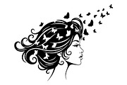 Woman Butterfly Hair Silhouette, an Object Illustration by yasushie (Thumbnail 4 of 31)