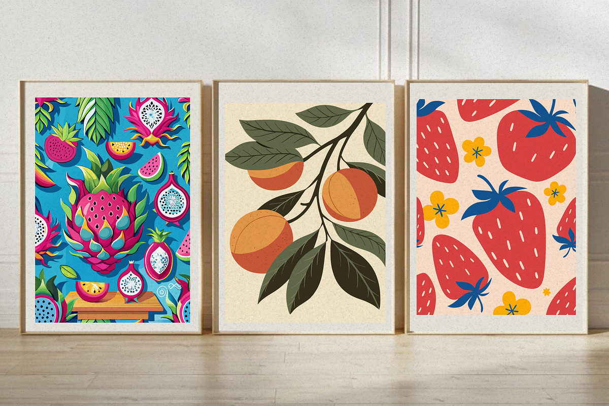 Fruit Gallery Wall Art Set, a Wallpaper Graphic by Helospace (Photo 2 of 10)