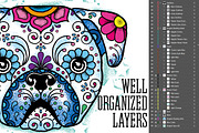 Puppy Calavera Tattoo Style Vector, an Illustration by BAD TASTE (Thumbnail 7 of 7)