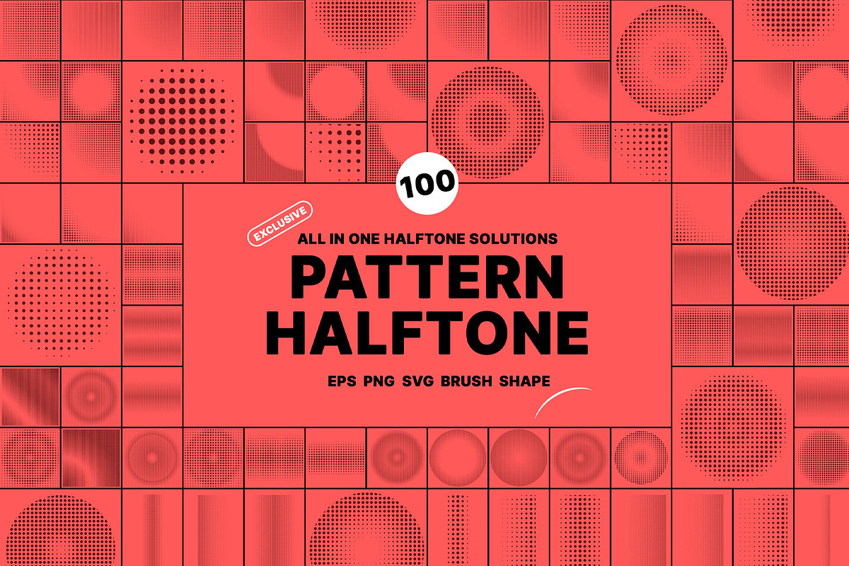 100 Halftone Brush Shape Design, an Action Add-On by Photoshop Action (Photo 1 of 14)