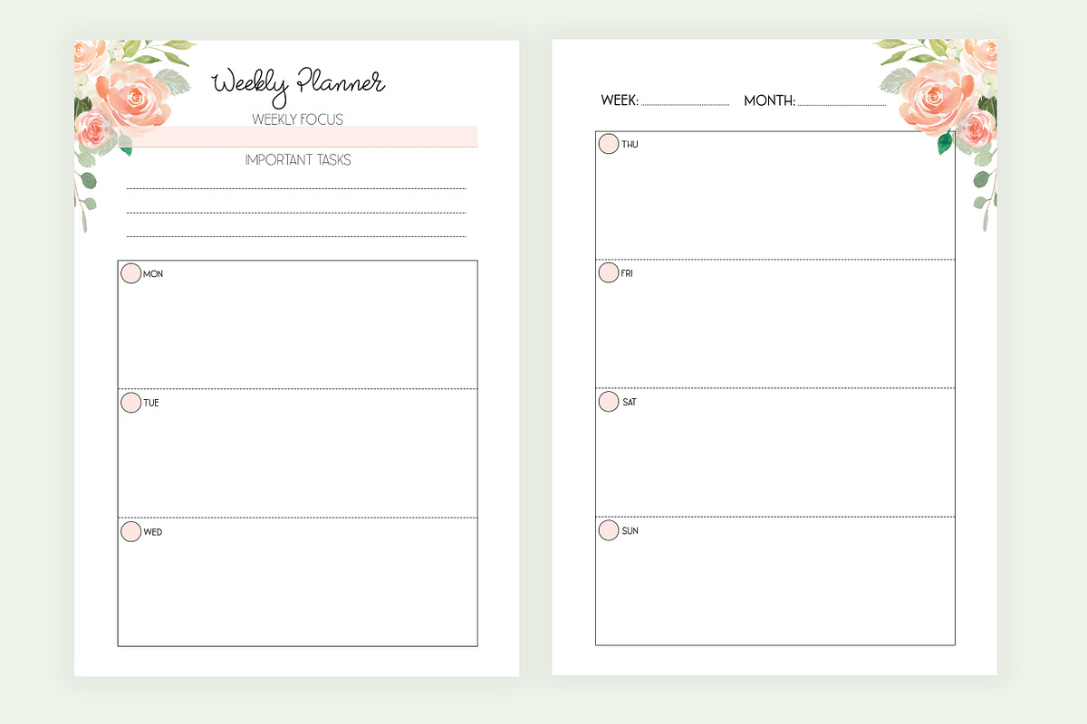 Weekly Planner A5 Inserts, a Stationery Template by EasyLifePlanners (Photo 6 of 6)