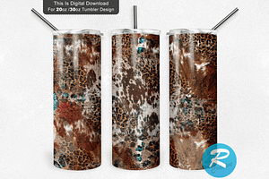 White Western-Cowhide Tumbler