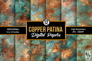 Blue Copper Patina Digital Papers