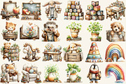 Cute Kindergarten Watercolor Clipart, an Illustration by DreamCafeArt (Thumbnail 3 of 6)