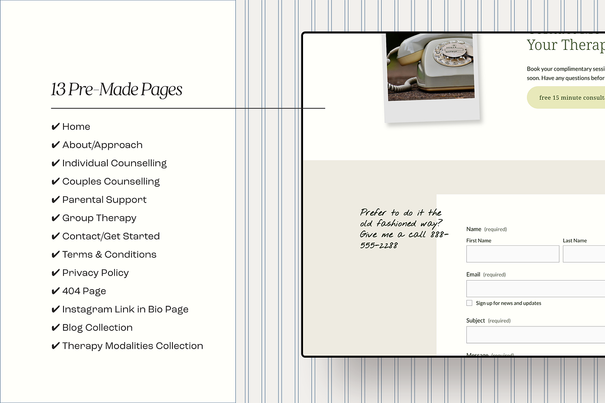 Kindred Squarespace Therapist Template preview 2