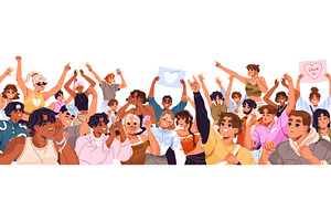 Young people crowd at live concert, a Person Illustration by PaperTrident