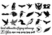 Bird Silhouettes Flying Sideways, an Animal Illustration by Designer_Momina (Thumbnail 1 of 21)