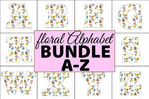 Colorful Floral Alphabets A-Z