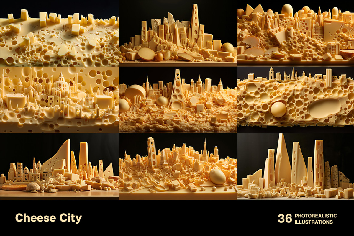 Cheese City. 36 images, a Food Illustration by Handmadefont (Photo 4 of 11)