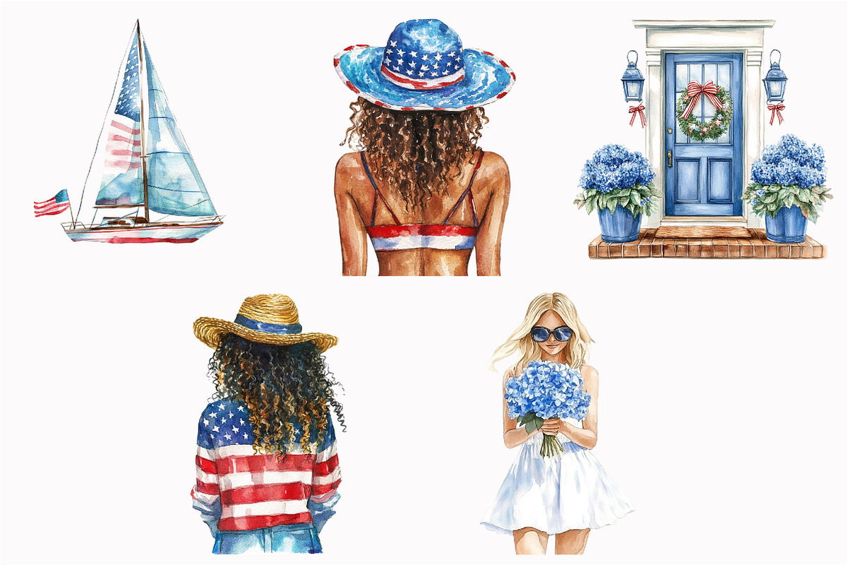 Watercolor Hello July Clipart, an Illustration by Design Market (Photo 5 of 5)