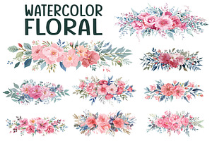 Watercolor Floral Bouquet Set, an Illustration by Creativeshirt