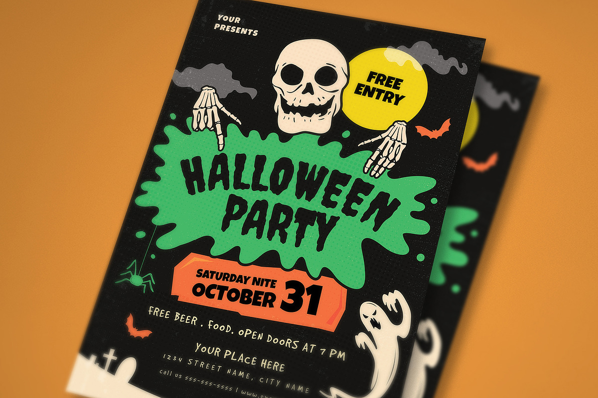 Retro Halloween Party Flyer, a Flyer Template by VectorVactory (Photo 3 of 3)