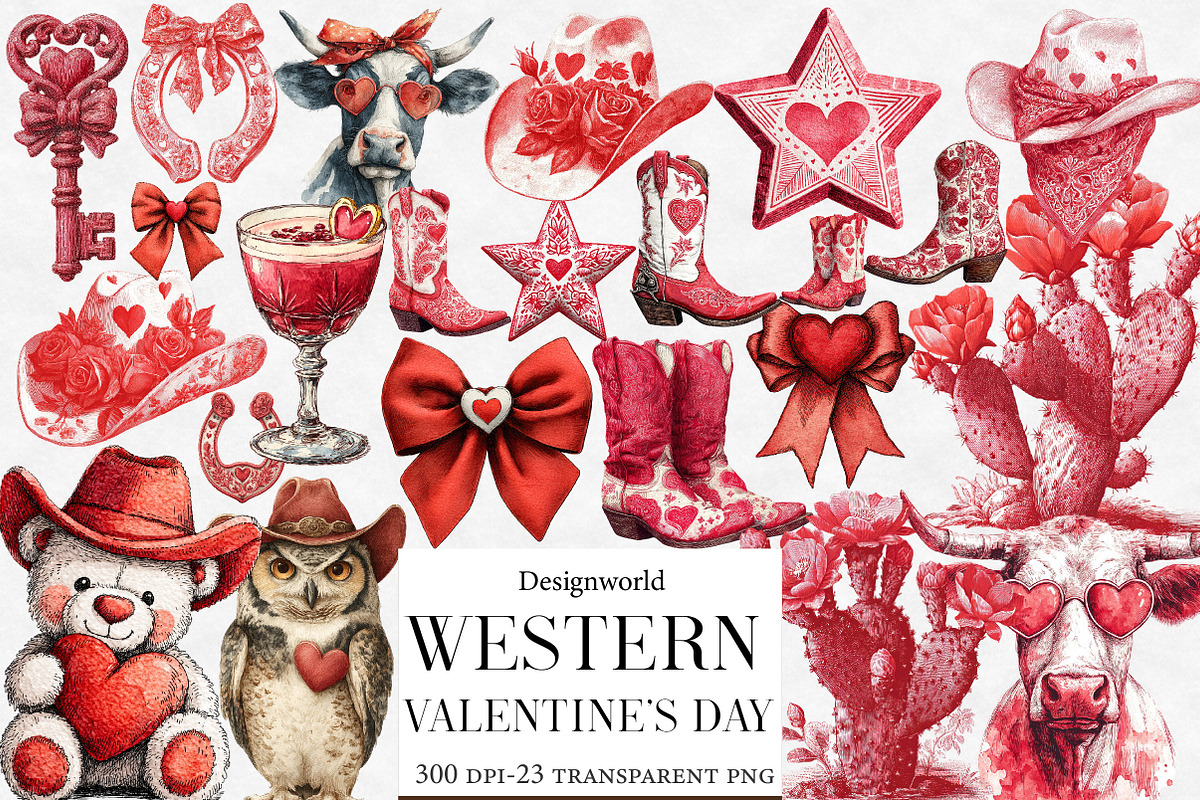 Western Valentine's Day PNG Clipart, an Illustration by Designworld (Photo 1 of 6)