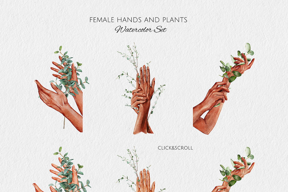 Female Hands and Plants Watercolor, a Person Illustration by Yakovleva Margarita (Photo 7 of 9)