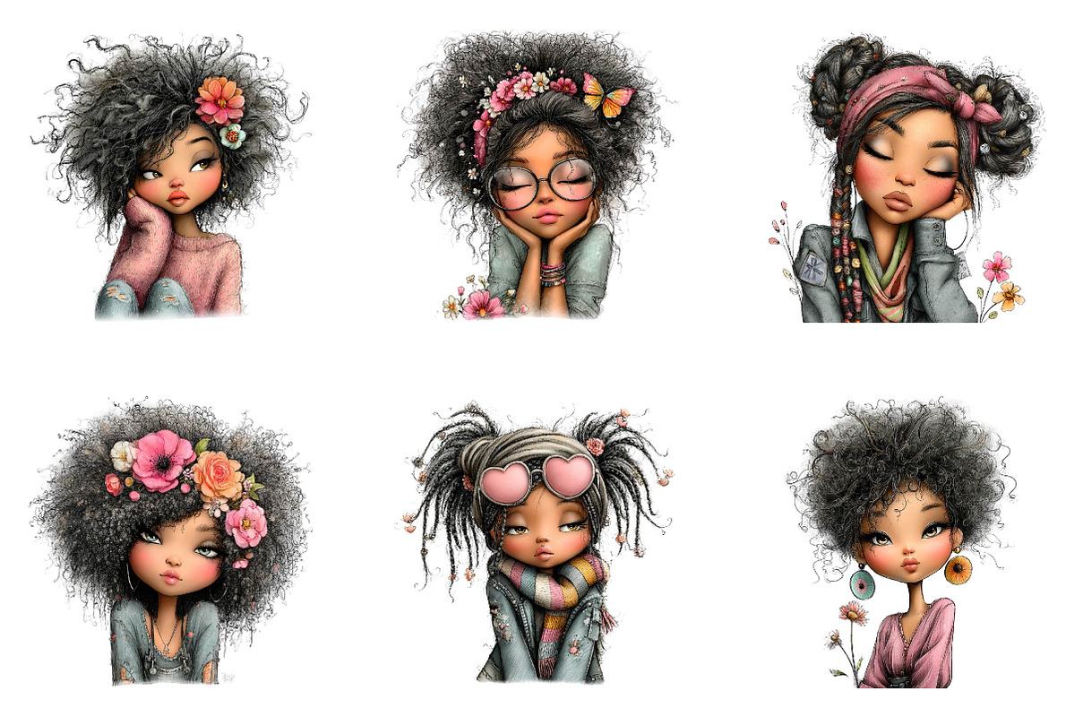 Spring Black Woman Clipart, an Illustration by CreationArt (Photo 3 of 7)