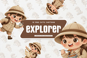 Cheerful Explorer Kid Cute Character, a Person Illustration by Gohsantosa