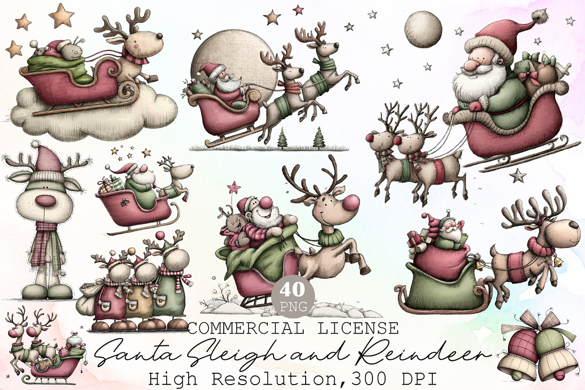 Santa Sleigh and Reindeer Christmas, an Illustration by Sublimation Artist (Photo 1 of 6)
