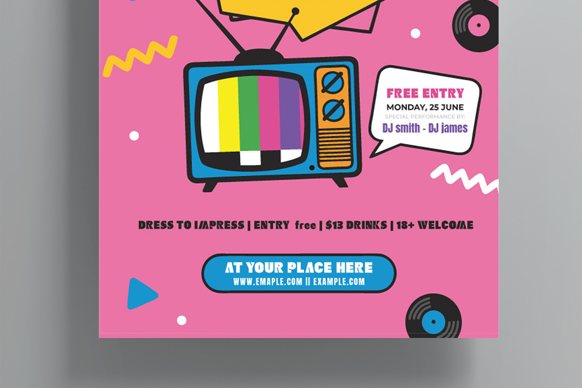 Retro Event Party Flyer Template, a Flyer Template by MightyDesign (Photo 3 of 6)