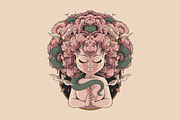 Surreal Mystical Woman with Serpent, a Decorative Illustration by Judsart (Thumbnail 1 of 3)
