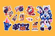 Neon fantasy sticker pack, space set, a Decorative Illustration by PaperTrident (Thumbnail 2 of 3)