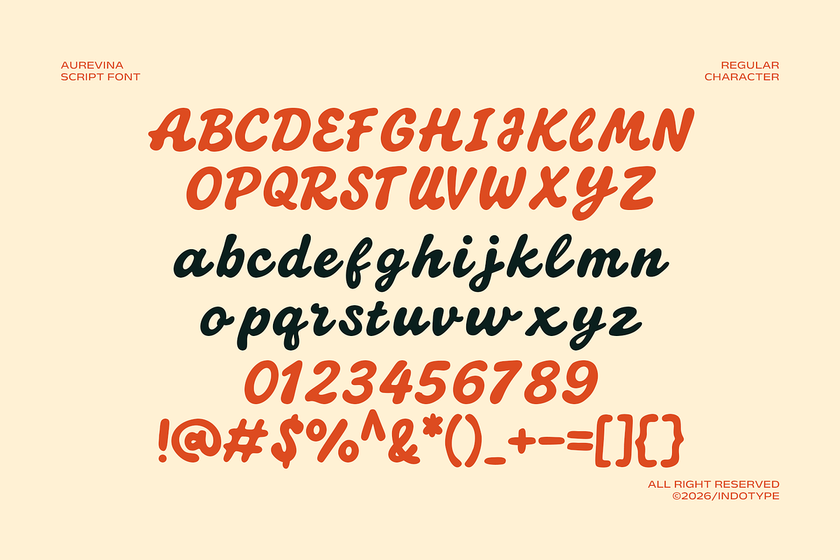 Aurevina - Retro Script Font, a Script Font by Indotype Foundry (Photo 6 of 10)