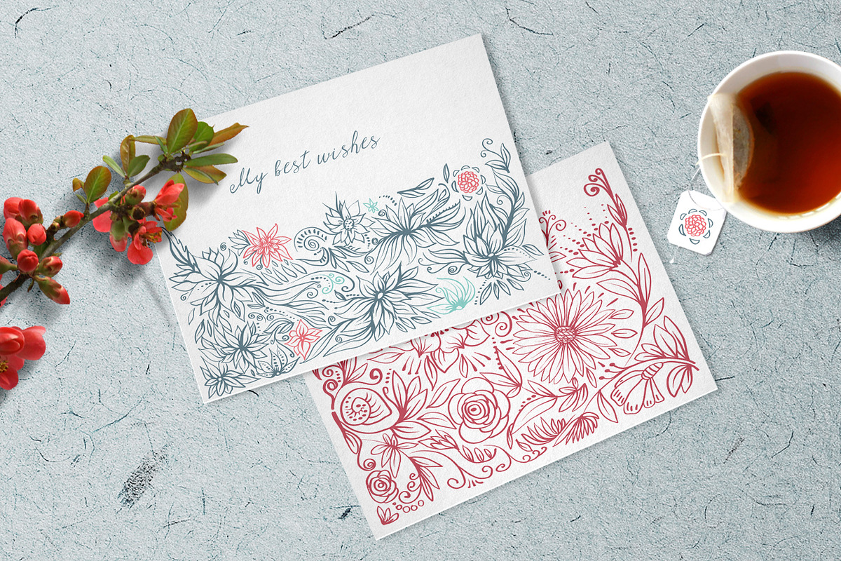 Twigs & flowers. Vector patterns, a Pattern Graphic by olly87 (Photo 6 of 8)