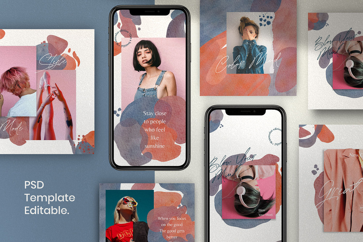 Emerald - Watercolor Social Media, a Social Media Template by Dirtytemp Studio (Photo 2 of 6)