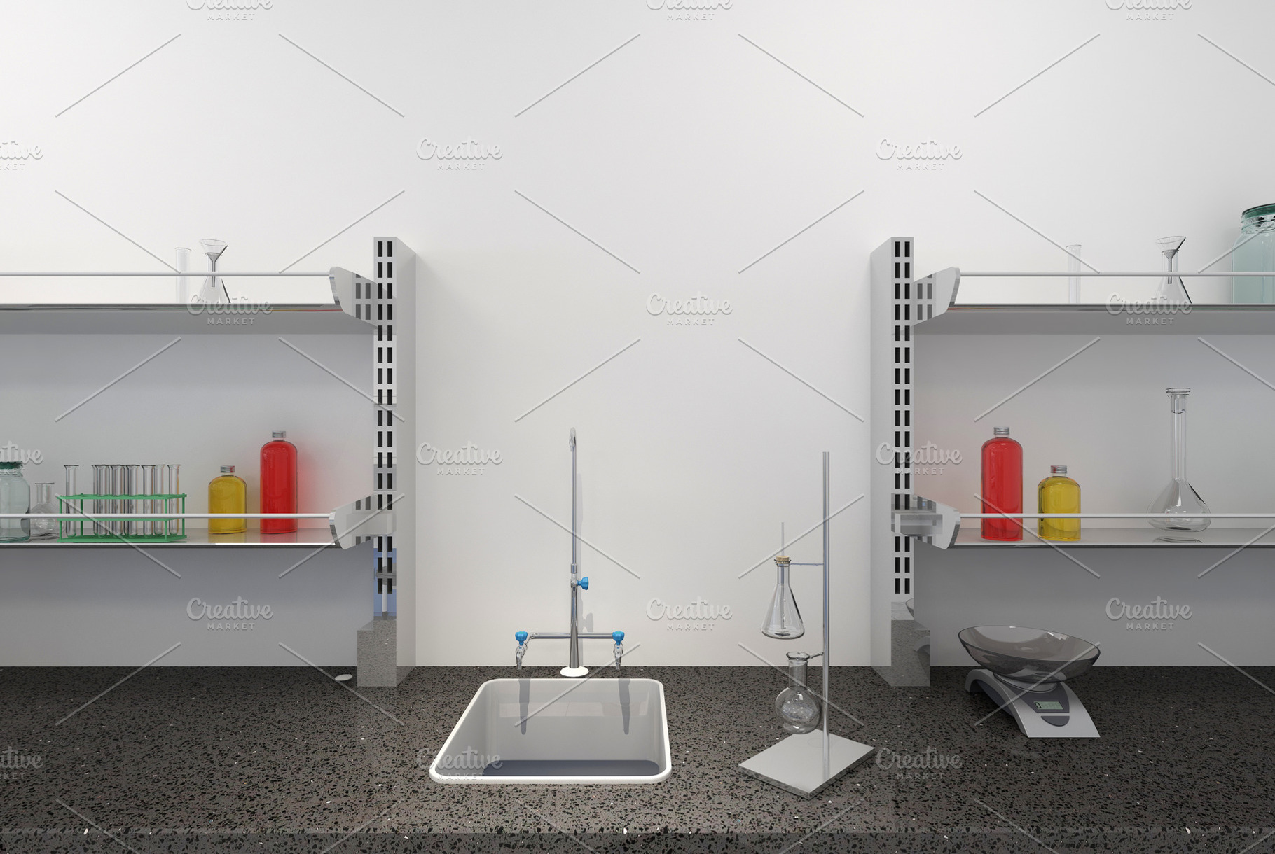 shelves with test tubes, a Photo by digibox