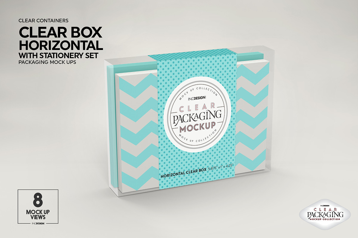 Clear Box with Stationery Set Mockup, a Packaging Mockup by INCDesign (Photo 9 of 19)
