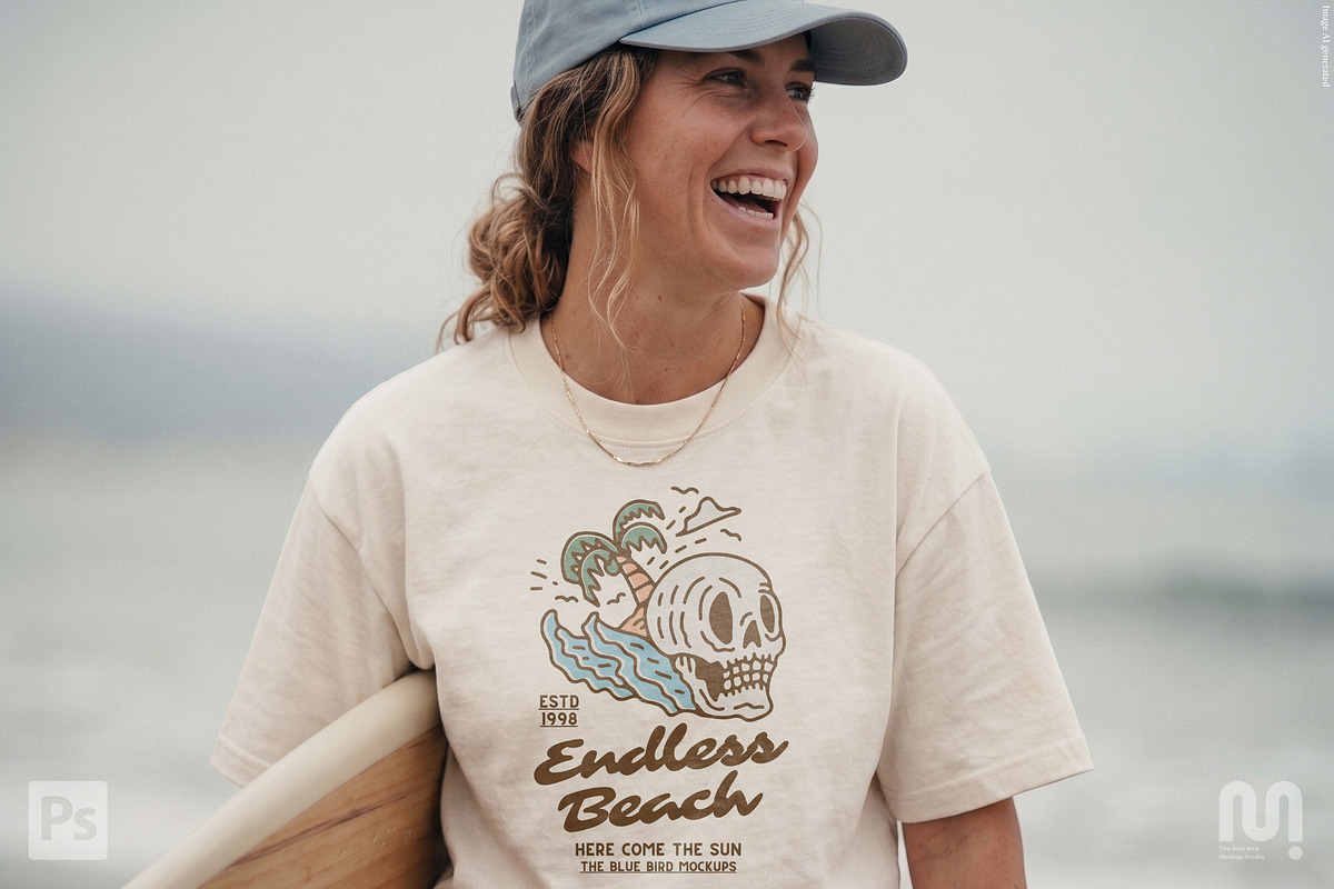 T-Shirt Mockup front view beach, a Shirt Mockup by The Blue Bird (Photo 3 of 8)