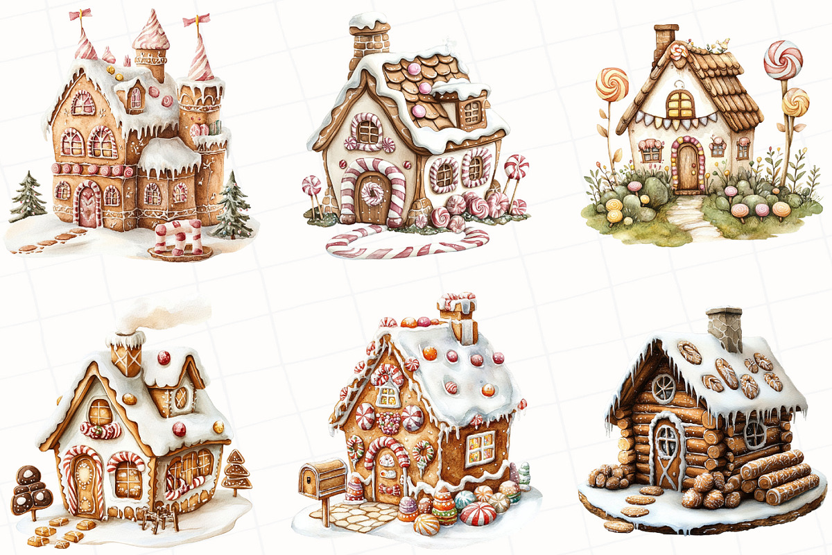 Gingerbread House Watercolor Clipart, an Illustration by OK Design (Photo 5 of 5)