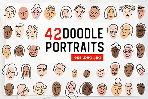 Doodle Portraits Icon Set