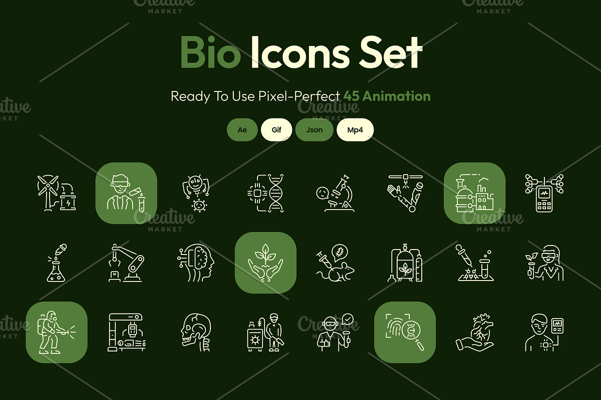 Animated Bio Icons Art Set | Creative Market