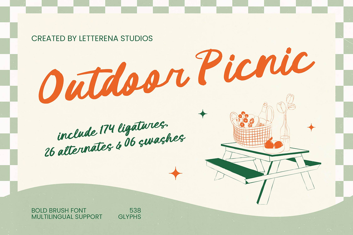 Outdoor Picnic Bold Brush Font, a Script Font by Letterena Studios Script (Photo 1 of 10)