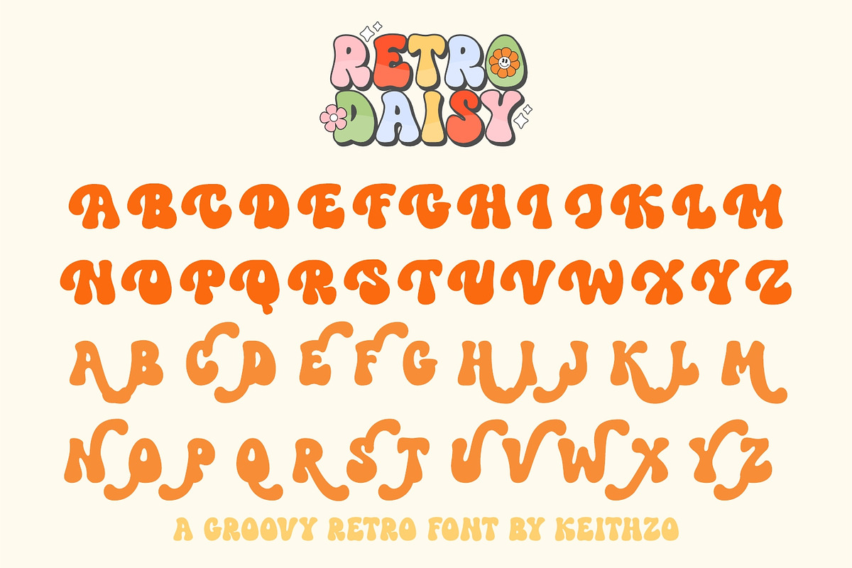 Retro Daisy - Groovy Retro Font, a Handwritten Font by Keithzo (Photo 8 of 9)
