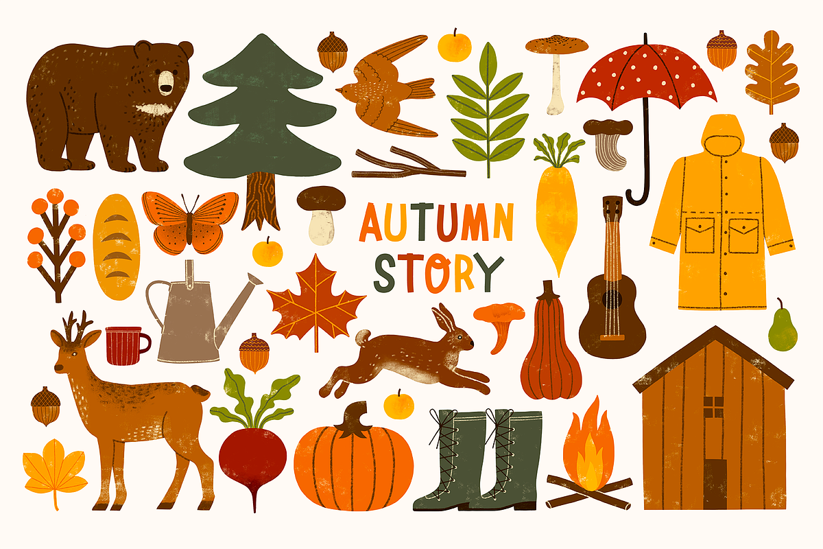 AUTUMN STORY Graphics Collection, an Animal Illustration by Katerina Osa (Photo 1 of 15)