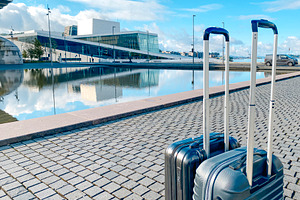 travel suitcases by Oslo Opera House, Norway, a Photo by Nito