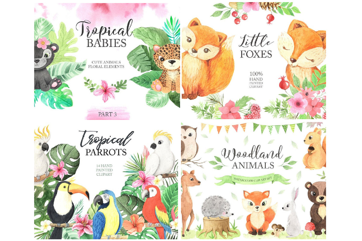 BUNDLE Watercolor Cute Animals 70%, a Graphic by LarysaZabrotskaya
